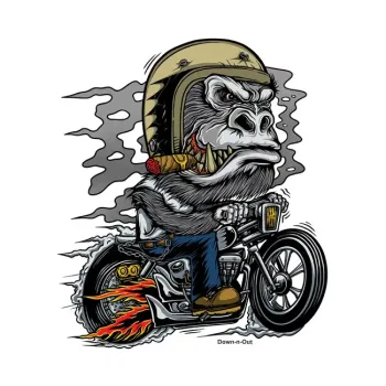 cafe 4 racer - Down-n-Out Kustom Kulture gorilla sticker - Down-n-Out Stickers 