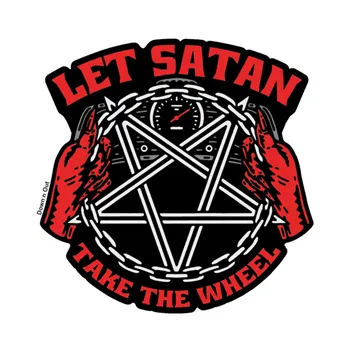 cafe 4 racer - Down-n-Out Satan take the Wheel sticker - Down-n-Out Stickers 