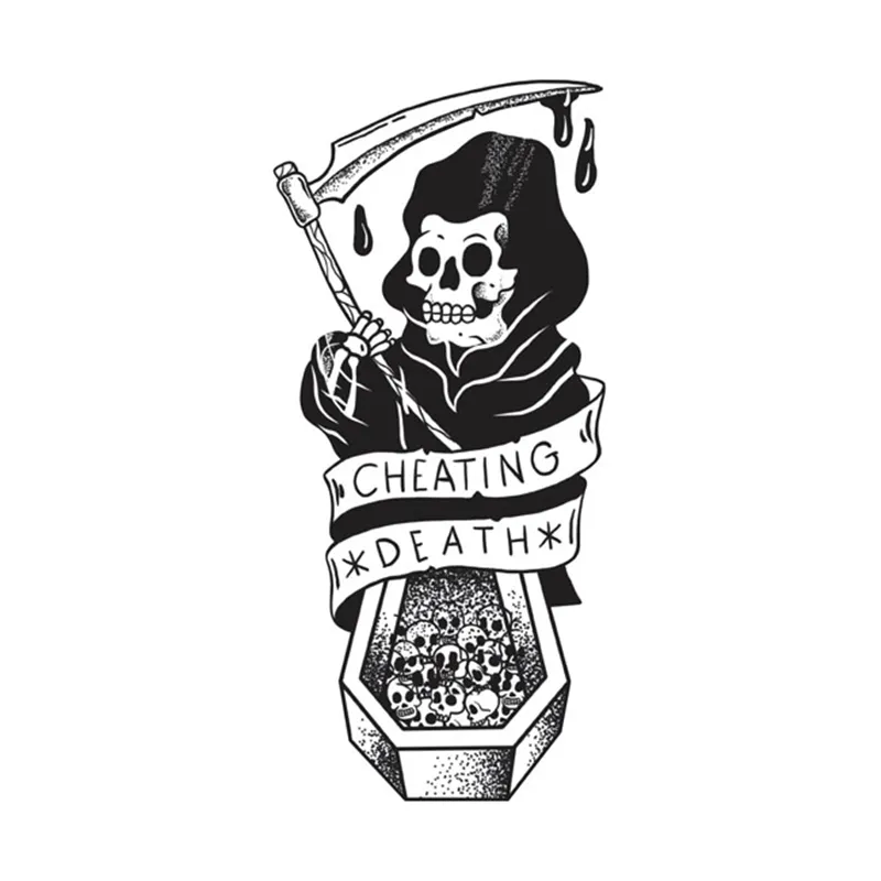 cafe 4 racer - Down-n-Out Cheating Death reaper sticker - Down-n-Out Stickers 