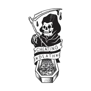cafe 4 racer - Down-n-Out Cheating Death reaper sticker - Down-n-Out Stickers 