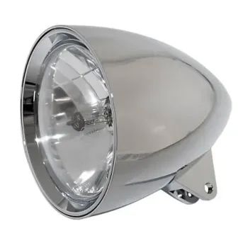 cafe 4 racer - SHIN YO 4 1/2 inch high beam headlight, glossy black, chrome - Shin Yo Headlights bottom mount 