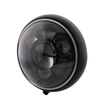 cafe 4 racer - HIGHWAY HAWK 4 ½ inch Spotlight Bates black / chrome - Highway Hawk Headlights bottom mount 4054783213900