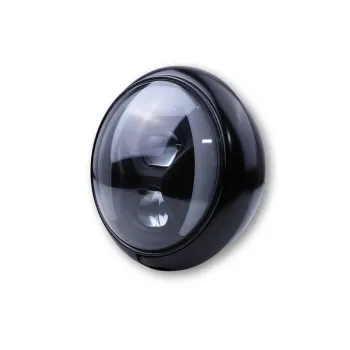 cafe 4 racer - SHIN YO 4 1/2 inch high beam headlight, glossy black, chrome - Shin Yo Headlights bottom mount 