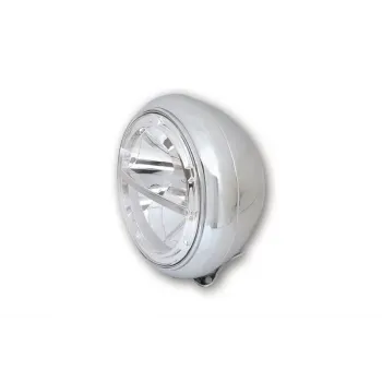 cafe 4 racer - SHIN YO 4 1/2 inch high beam headlight, glossy black, chrome - Shin Yo Headlights bottom mount 