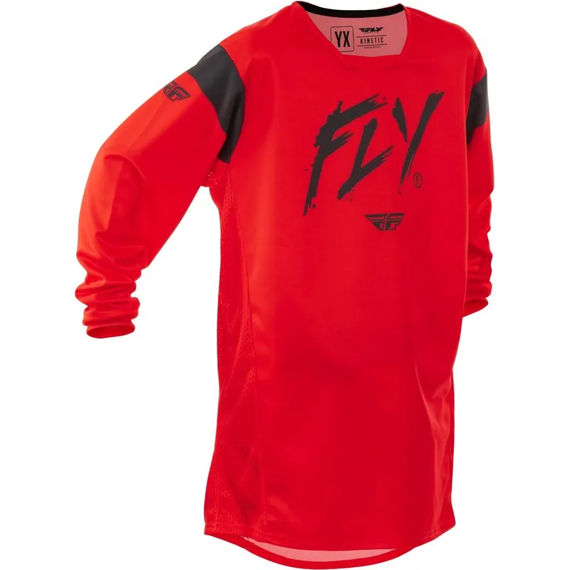 cafe 4 racer - FLY DRES KINETC´25 STOKE YTH, ČERVENÁ, YXL - FLY RACING Dres 191361478123