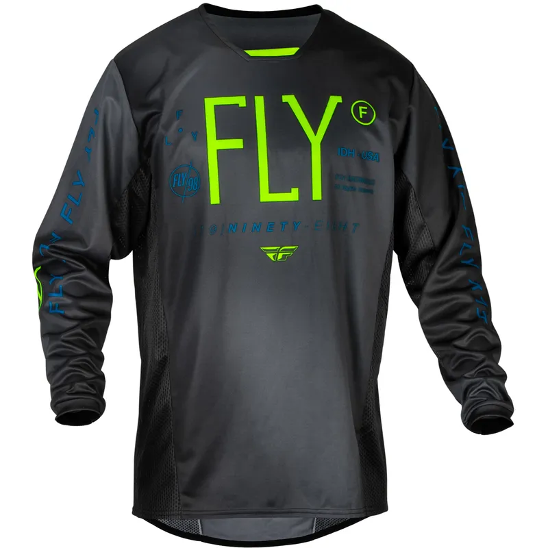 cafe 4 racer - FLY JERSEY KINETIC PRODIGY YTH, BLK, YL - FLY RACING Jersey 191361413858