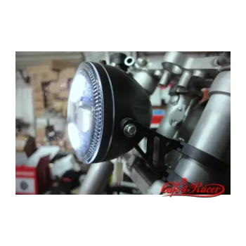 cafe 4 racer - HIGHSIDER 5 3/4 inch LED Headlight ATLANTA black/chrome - Highsider Headlights bottom mount 