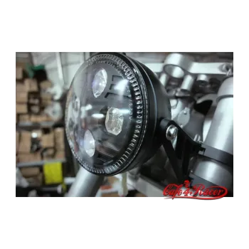 cafe 4 racer - HIGHSIDER 5 3/4 inch LED Headlight ATLANTA black/chrome - Highsider Headlights bottom mount 