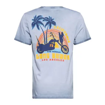 cafe 4 racer - King Kerosin Tričko Long Beach smoke blue - KING KEROSIN Tričká 