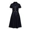 cafe 4 racer - Queen Kerosin Western Denim Swing Dress tmavo modré pranie - KING KEROSIN Šaty 