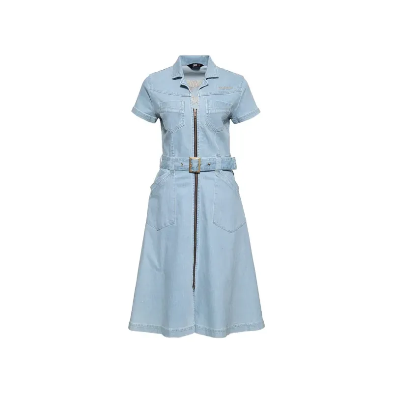 cafe 4 racer - Queen Kerosin Speedway Queens Swing Dress light denim - KING KEROSIN Šaty 