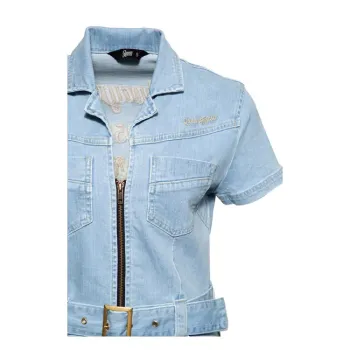 cafe 4 racer - Queen Kerosin Speedway Queens Swing Dress light denim - KING KEROSIN Šaty 