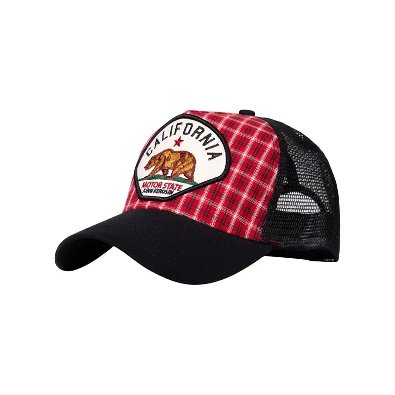 cafe 4 racer - King Kerosin Red Bear trucker cap black - KING KEROSIN Šiltovka 