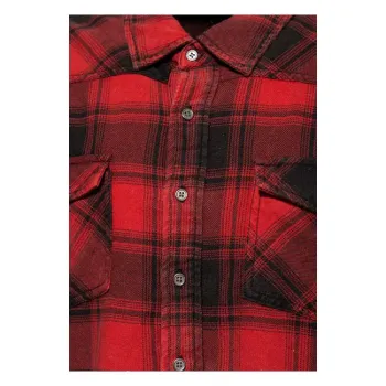cafe 4 racer - King Kerosin Acidwashed check shirt black/red - KING KEROSIN Shirts 