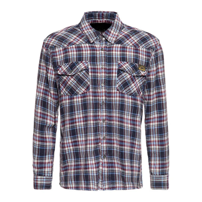 cafe 4 racer - King Kerosin Acidwashed check shirt navy/bordeaux - KING KEROSIN Shirts 