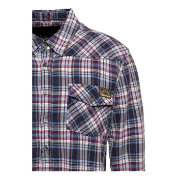 cafe 4 racer - King Kerosin Acidwashed check shirt navy/bordeaux - KING KEROSIN Shirts 