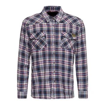cafe 4 racer - King Kerosin Acidwashed check shirt navy/bordeaux - KING KEROSIN Shirts 
