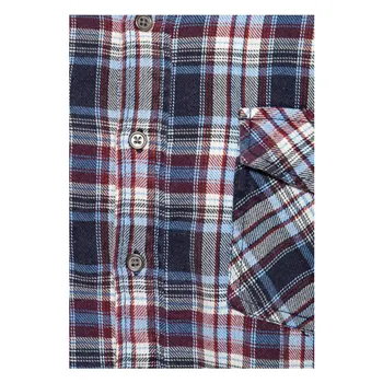 cafe 4 racer - King Kerosin Acidwashed check shirt navy/bordeaux - KING KEROSIN Shirts 