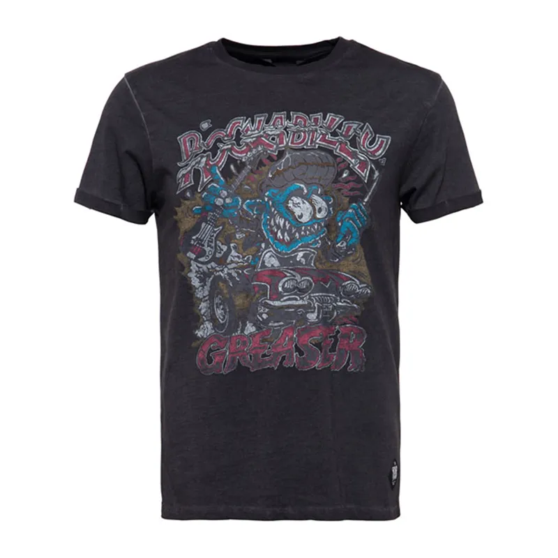 cafe 4 racer - King Kerosin olejom prané tričko Rockabilly Greaser black - KING KEROSIN Tričká 
