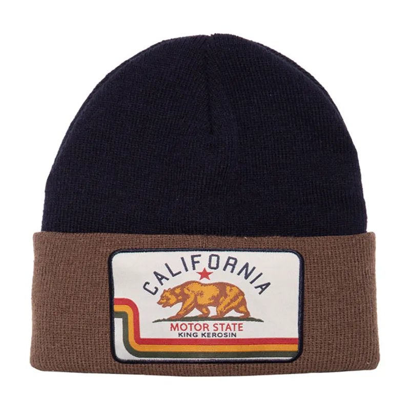 cafe 4 racer - Čiapka King Kerosin California čierna/hnedá - KING KEROSIN Zimné čiapky 
