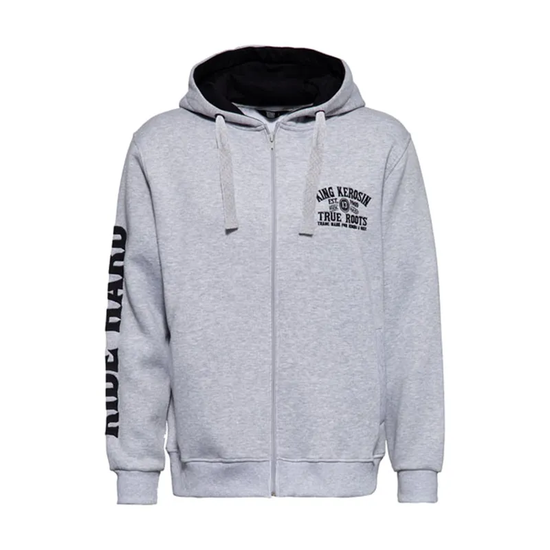 cafe 4 racer - King Kerosin True Roots mikina s kapucňou grey melange - KING KEROSIN Mikiny s kapucňou 