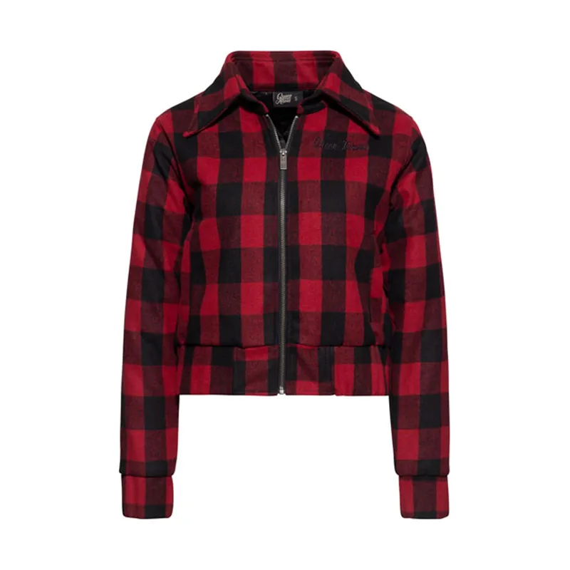 cafe 4 racer - Queen Kerosin Wool checkered jacket black/red - KING KEROSIN Jackets 