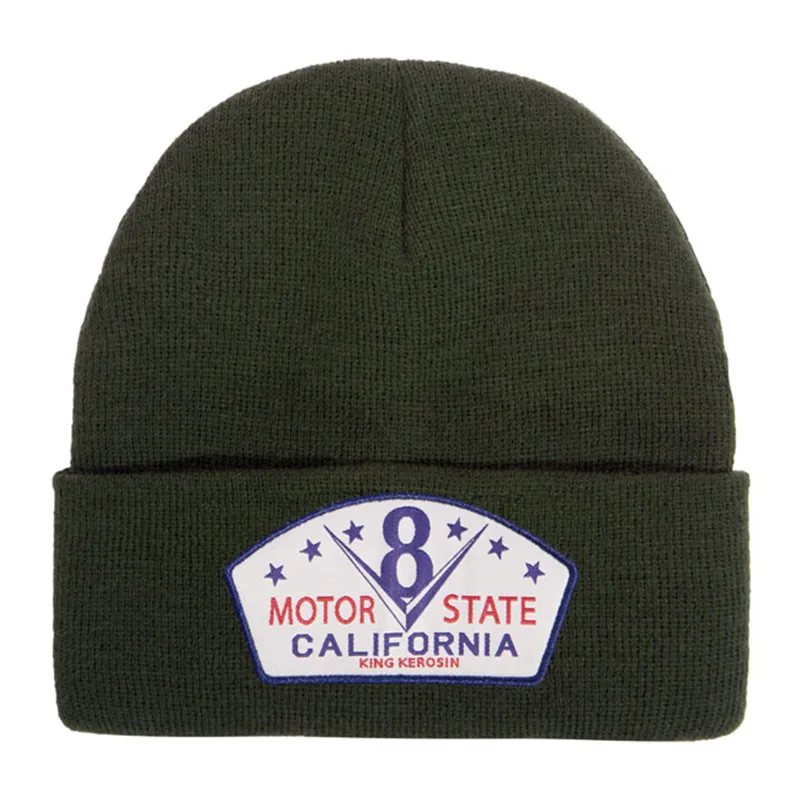 cafe 4 racer - King Kerosin V8 Motor State California beanie green - KING KEROSIN Beanies 