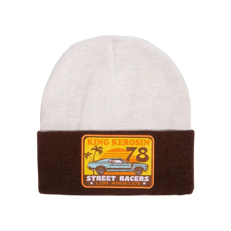 cafe 4 racer - Čiapka King Kerosin Street Racers hnedá/biela - KING KEROSIN Zimní čepice 