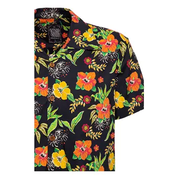 cafe 4 racer - King Kerosin Hibiscus AOP shirt black - KING KEROSIN Shirts 