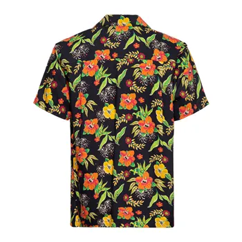 cafe 4 racer - King Kerosin Hibiscus AOP shirt black - KING KEROSIN Shirts 