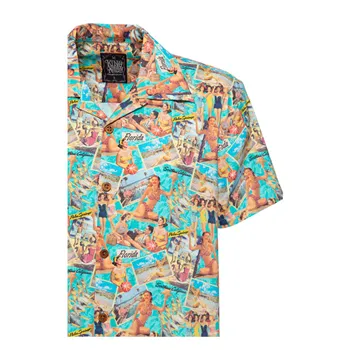 cafe 4 racer - King Kerosin Vacation AOP shirt blue heaven - KING KEROSIN Shirts 