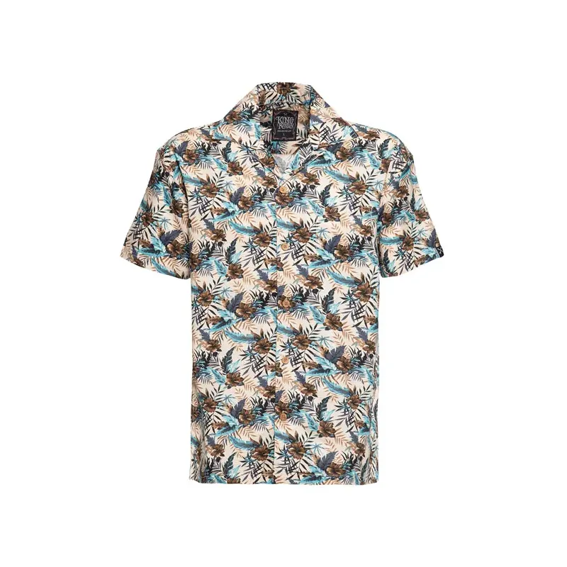 cafe 4 racer - King Kerosin Hawaii AOP shirt beige/multicolor - KING KEROSIN Shirts 