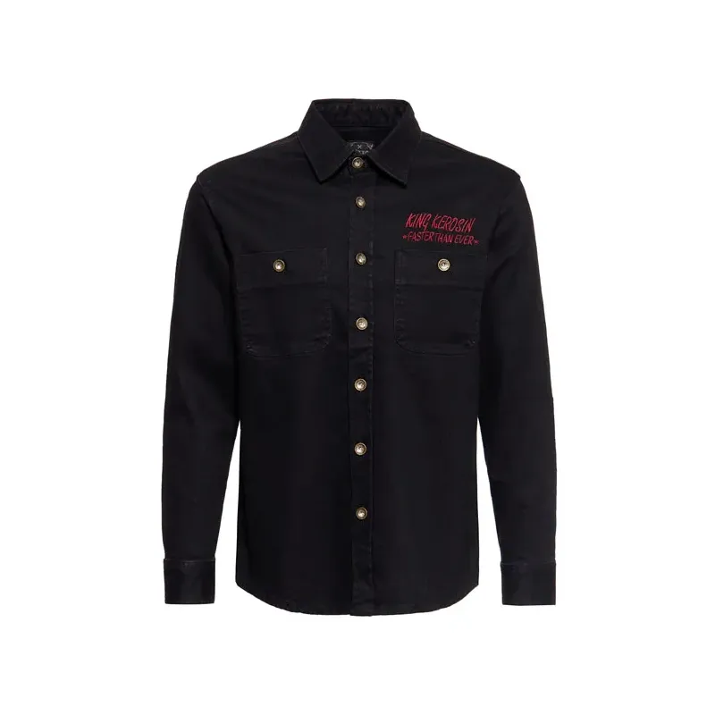 cafe 4 racer - King Kerosin Denim Worker shirt black - KING KEROSIN Shirts 