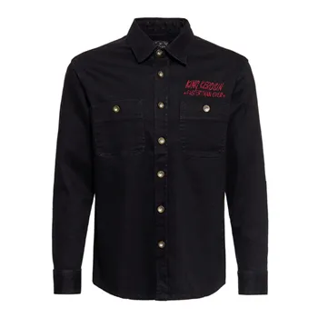 cafe 4 racer - King Kerosin Denim Worker shirt black - KING KEROSIN Shirts 