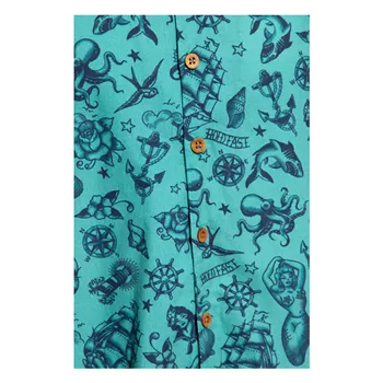 cafe 4 racer - King Kerosin Vintage Tropical Deluxe Shirt Turquaise - KING KEROSIN Shirts 