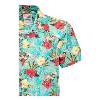 cafe 4 racer - Košeľa King Kerosin AOP Tropical Hawaiian Style Mint - KING KEROSIN Košile 