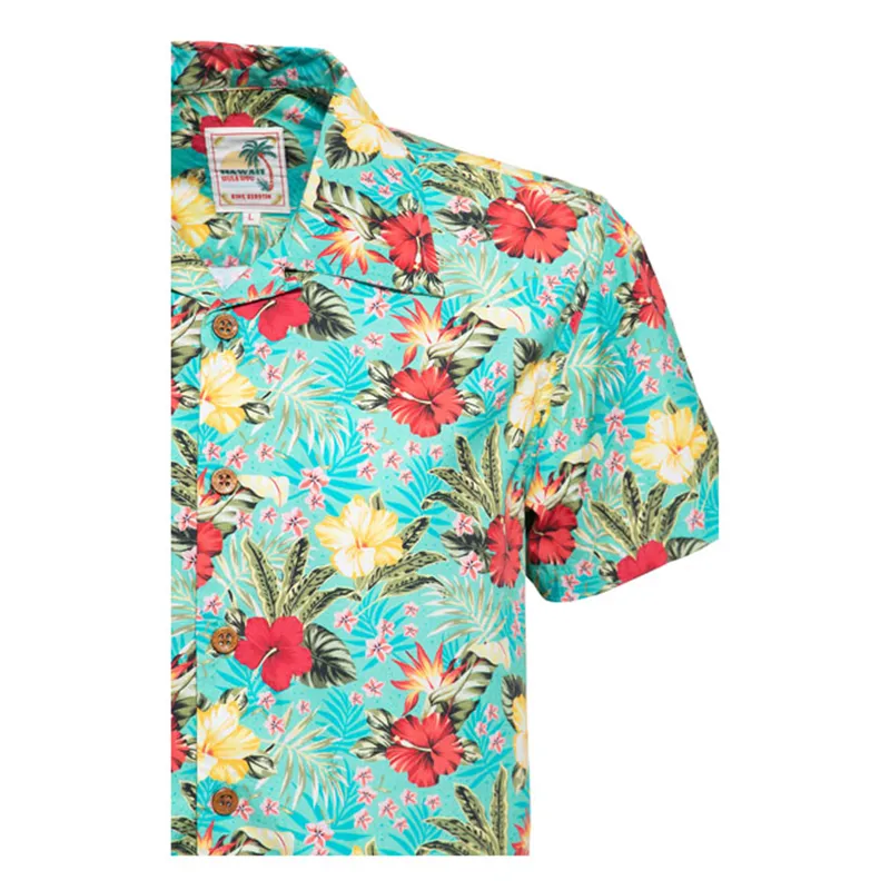 cafe 4 racer - Košeľa King Kerosin AOP Tropical Hawaiian Style Mint - KING KEROSIN Košile 