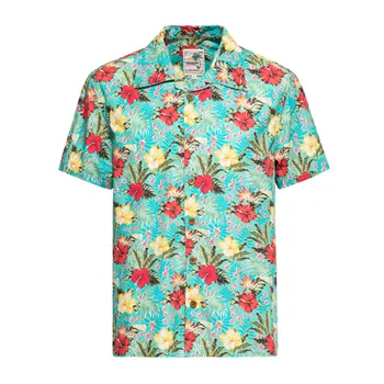 cafe 4 racer - Košeľa King Kerosin AOP Tropical Hawaiian Style Mint - KING KEROSIN Košile 