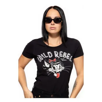 cafe 4 racer - Tričko Queen Kerosin Wild Rebel čierne - KING KEROSIN Tričká 