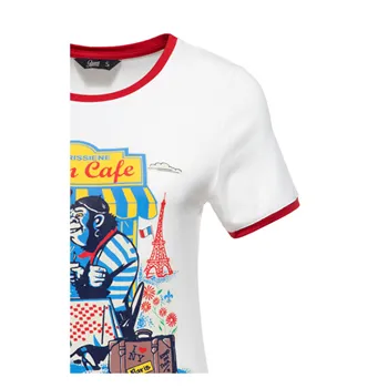 cafe 4 racer - Queen Kerosin Queen Cafe t-shirt off white - KING KEROSIN T-Shirts 