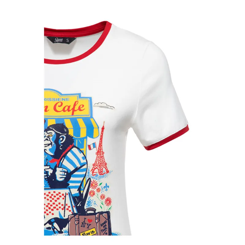 cafe 4 racer - Queen Kerosin Queen Cafe t-shirt off white - KING KEROSIN T-Shirts 