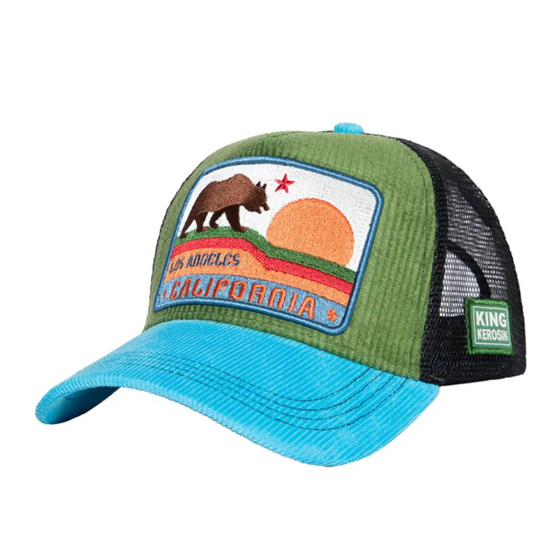 cafe 4 racer - King Kerosin California cap blue & green - KING KEROSIN Kšiltovky 