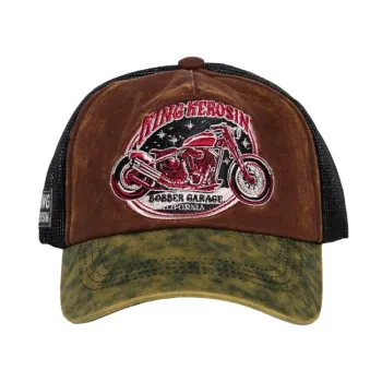 cafe 4 racer - King Kerosin Bobber Garage cap brown & green - KING KEROSIN Šiltovka 