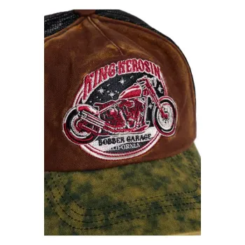 cafe 4 racer - King Kerosin Bobber Garage cap brown & green - KING KEROSIN Šiltovka 