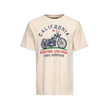 cafe 4 racer - King Kerosin California t-shirt ecru - KING KEROSIN Trička 