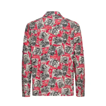 cafe 4 racer - King Kerosin AOP shirt off dark red - KING KEROSIN Košile 