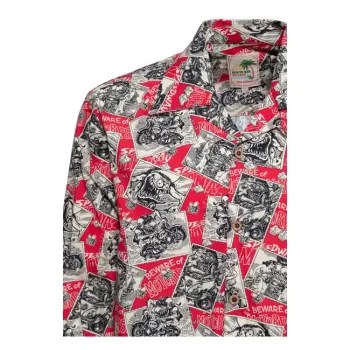 cafe 4 racer - King Kerosin AOP shirt off dark red - KING KEROSIN Košile 