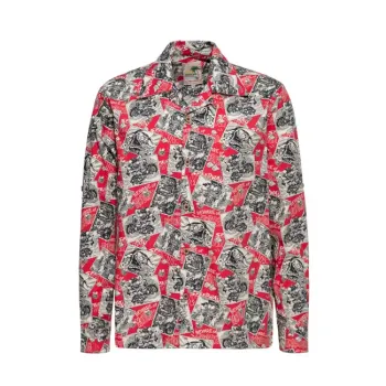 cafe 4 racer - King Kerosin AOP shirt off dark red - KING KEROSIN Košile 