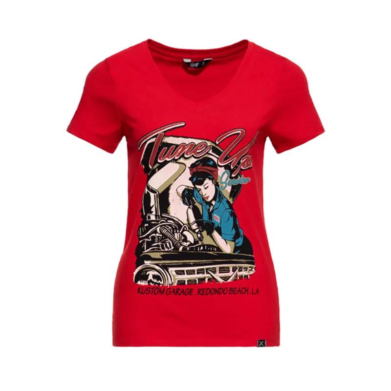 cafe 4 racer - Queen Kerosin Tune Up t-shirt red - KING KEROSIN T-Shirts 