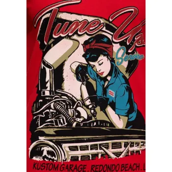 cafe 4 racer - Queen Kerosin Tune Up t-shirt red - KING KEROSIN T-Shirts 